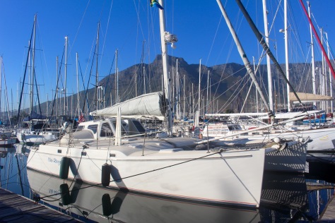Long story short: here we are comfortably berthed at the Royal Cape Yacht Club. We were very, very lucky getting in here. Our reluctant starboard engine quit, but we arrived amid a rare occurrence...almost no wind...so we could maneuver in on one engine.